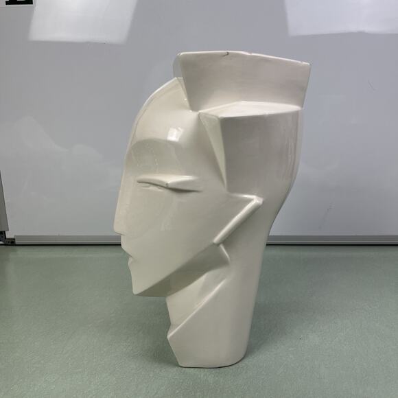 Vintage MCM Lindsey B Balkweill Style Art Deco White Ceramic Head Bust Sculpture - Picture 4 of 7